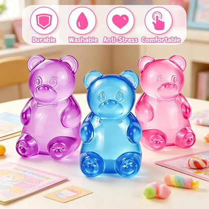 Gummy Bear Taba Squishies Fidget Toys, Stress Ball Relief, Sugar Squishies Gummy Bear Fidget Toys for Kids Adults, Slow Rising Sensory Stress Balls for Birthday Gifts Party Favors (Purple)