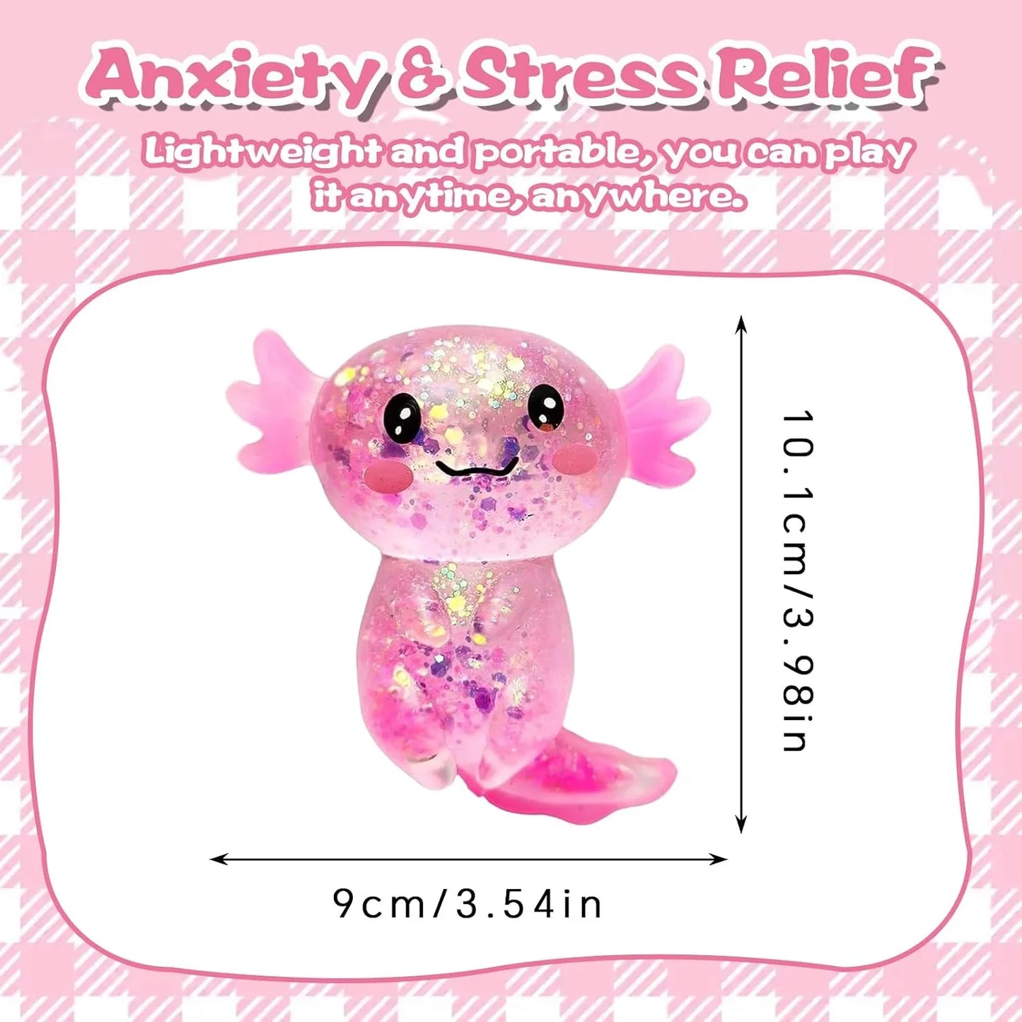 Axolotl Squishy Toy for Kids Ages 3+ & Adults, Slow Rising Sensory Fidget Toy, Cute Squeeze Toy for Party Favors, Classroom Rewards & Gifts(Pink)