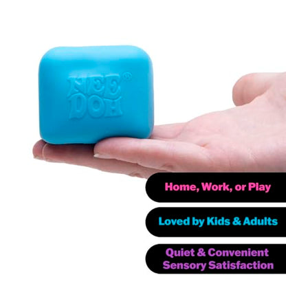 Schylling NeeDoh Nice Cube Glow - Squeeze Toy with a Super Solid Squish - Glows in The Dark - 2.25" Cube - Color May Vary (Pack of 1)