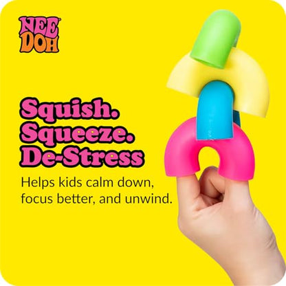 Schylling NeeDoh Mac 'N' Squeeze - Sensory Squeeze Toy - Contains 4 Squishy Noodles - 3" Wide - Color May Vary (Pack of 1)