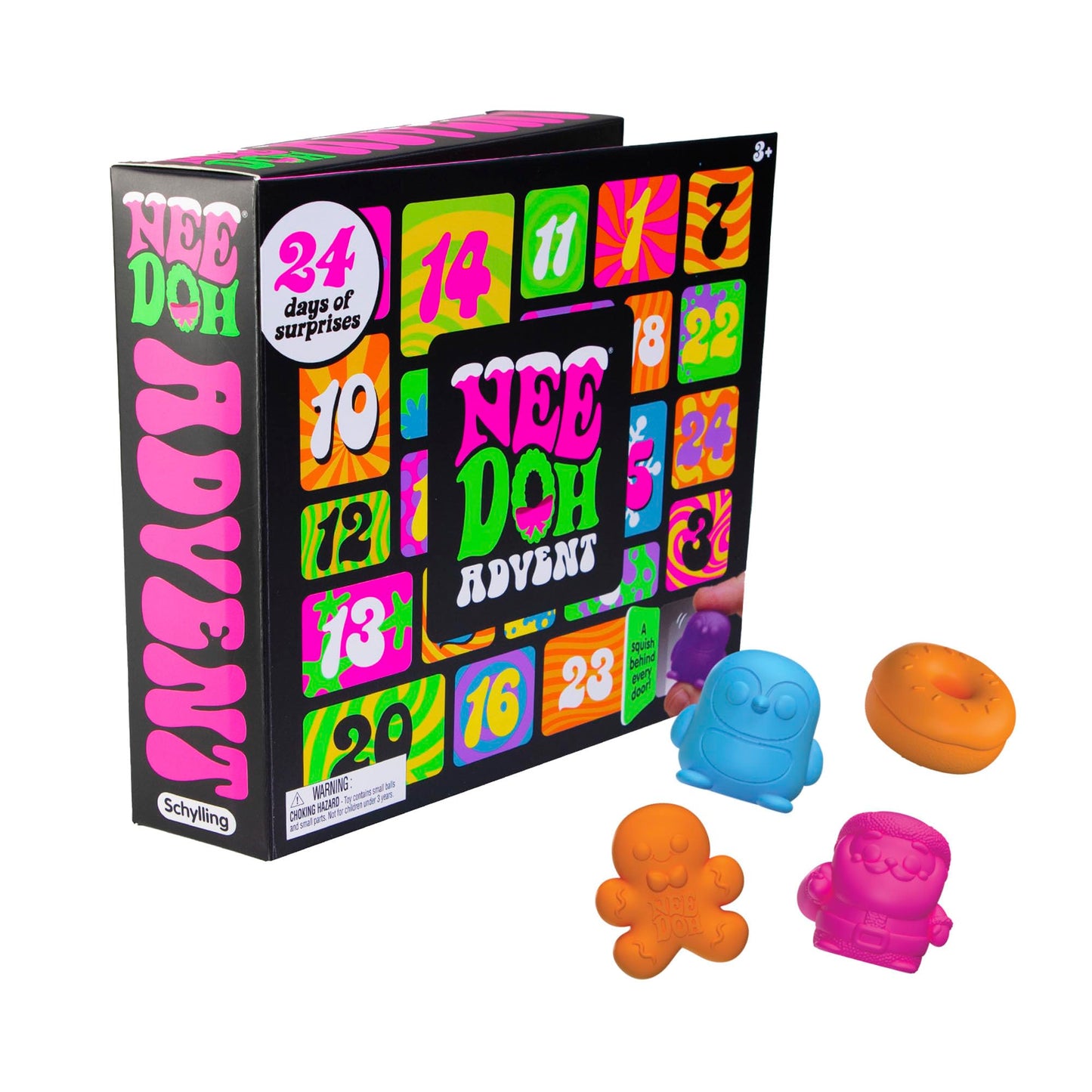 Schylling NeeDoh Squishmas Advent Calendar - 24 Mini Squeeze Toys - Christmas Countdown - Ages 3 to Adult