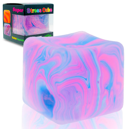 Schylling NeeDoh Nice Cube -Sensory Squeeze Toy with Super Solid Squish - 2.25" Cube - Pink
