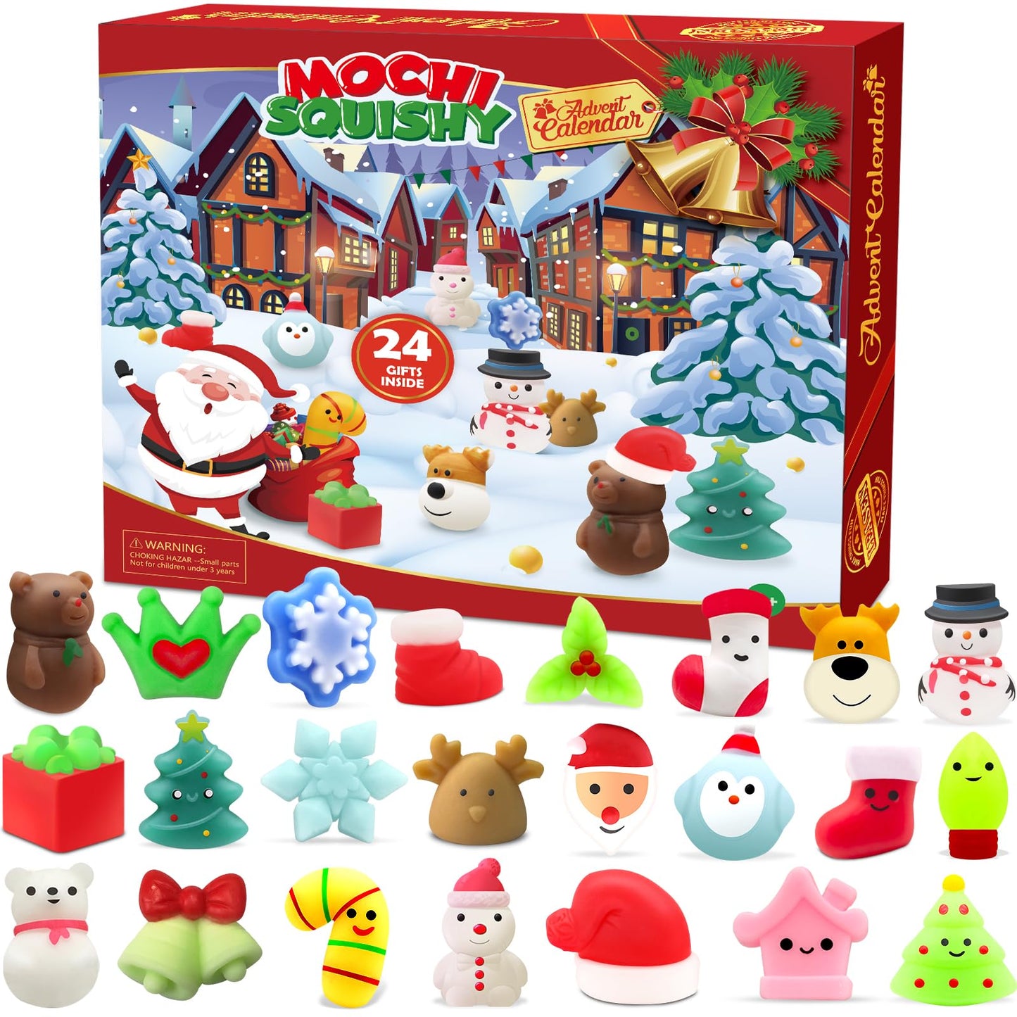 Schylling NeeDoh Squishmas Advent Calendar - 24 Mini Squeeze Toys - Christmas Countdown - Ages 3 to Adult
