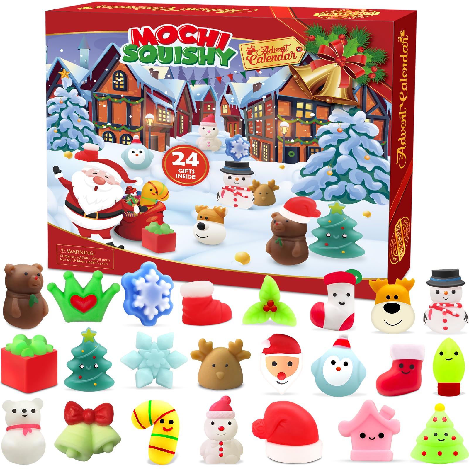Schylling NeeDoh Squishmas Advent Calendar - 24 Mini Squeeze Toys - Christmas Countdown - Ages 3 to Adult