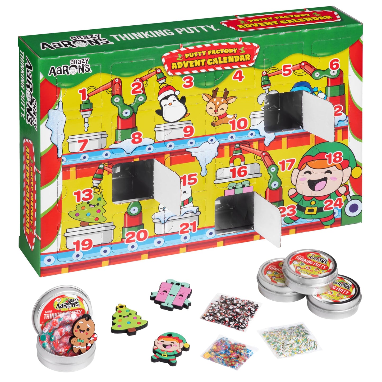 Schylling NeeDoh Squishmas Advent Calendar - 24 Mini Squeeze Toys - Christmas Countdown - Ages 3 to Adult