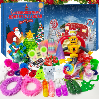 Schylling NeeDoh Advent Calendar - 24 Days of Sensory Surprises - Squishy Toys with Fun Shapes and Textures - Ages 3 and Up - Color May Vary; 24 NeeDoh Toys in One Calendar