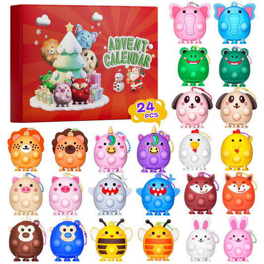 Schylling NeeDoh Advent Calendar - 24 Days of Sensory Surprises - Squishy Toys with Fun Shapes and Textures - Ages 3 and Up - Color May Vary; 24 NeeDoh Toys in One Calendar