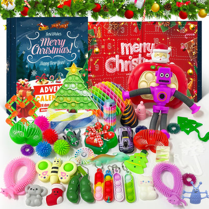 Schylling NeeDoh Advent Calendar - 24 Days of Sensory Surprises - Squishy Toys with Fun Shapes and Textures - Ages 3 and Up - Color May Vary; 24 NeeDoh Toys in One Calendar