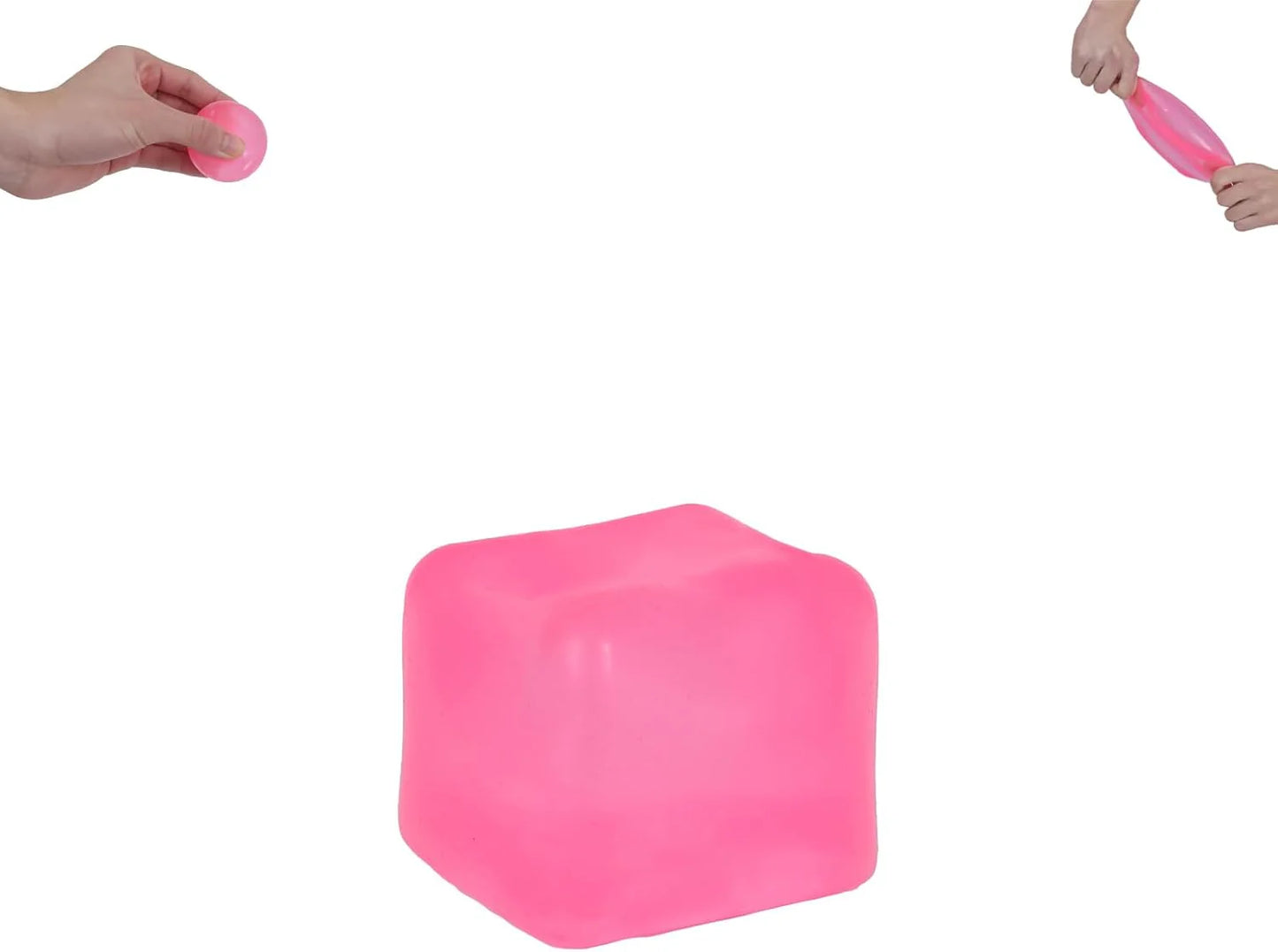 Ice Cube Squishy Toy 3.5cm (1.38") – Gel-Filled Slow Rising Squeeze Cube for Kids Ages 3+ & Adults, Mini Sensory Desk Toy for Classroom Rewards, Party Favors & Everyday Play (Pink) - US 1137
