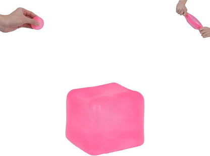 Ice Cube Squishy Toy 3.5cm (1.38") – Gel-Filled Slow Rising Squeeze Cube for Kids Ages 3+ & Adults, Mini Sensory Desk Toy for Classroom Rewards, Party Favors & Everyday Play (Pink) - US 1137