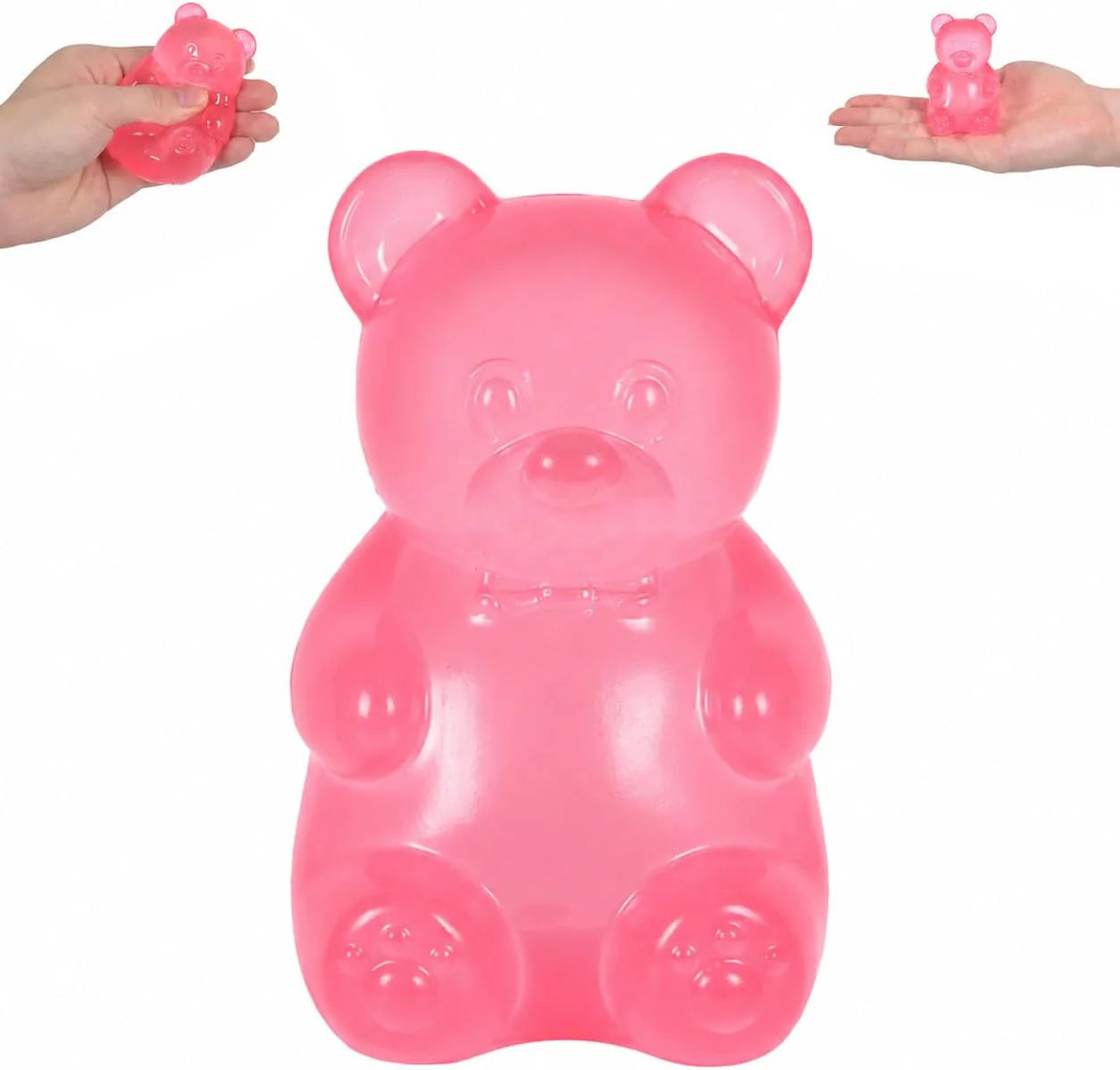Bear Squishy Toy for Kids Ages 3+ & Adults, Slow Rising Gummy Bear Squeeze Toy, Soft High-Density Foam Sensory Bear for Desk, Classroom, Home & Office(Pink) - US 1052