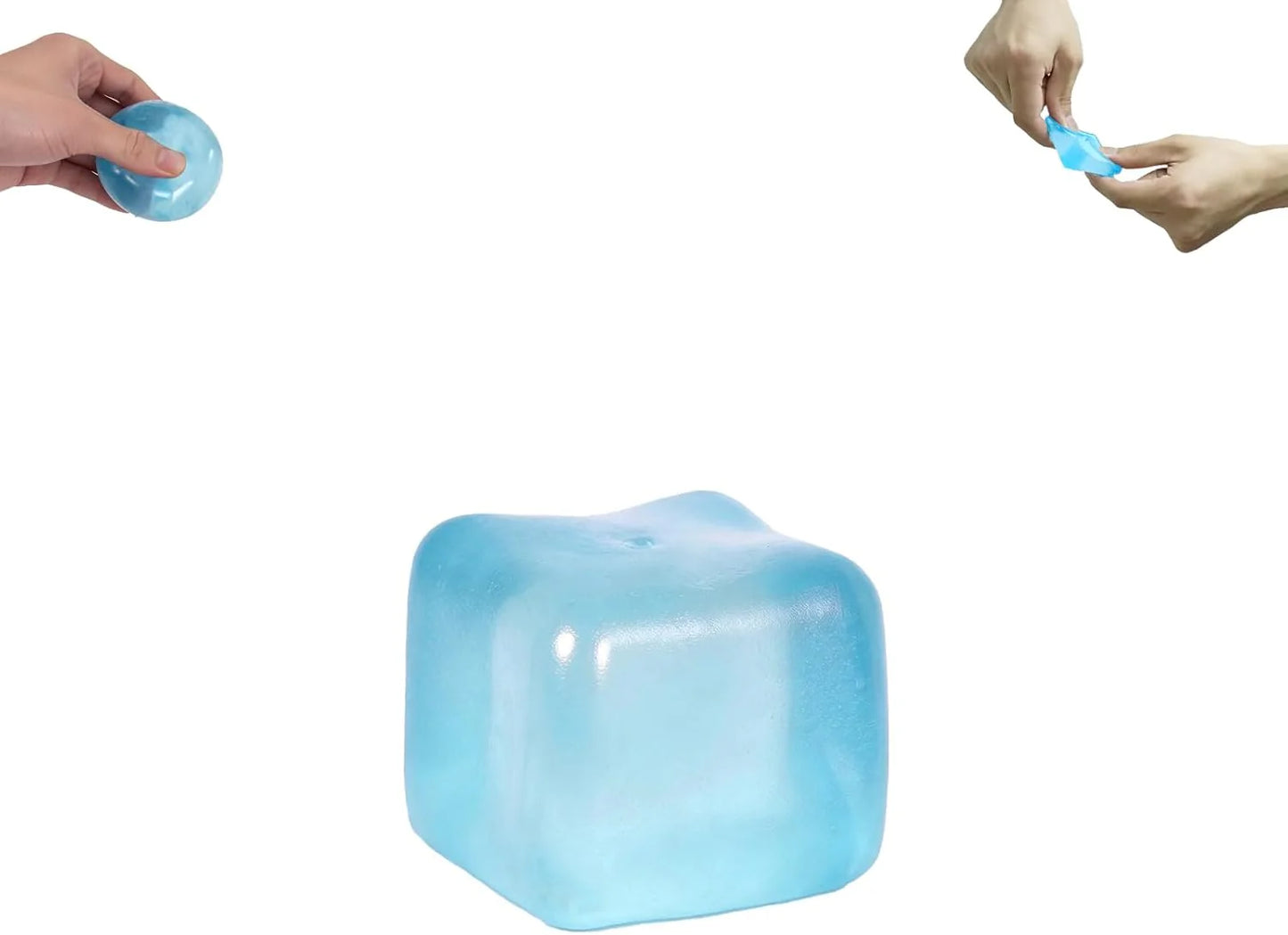 Ice Cube Squishy Toy 3.5cm (1.38") – Gel-Filled Slow Rising Squeeze Cube for Kids Ages 3+ & Adults, Mini Sensory Desk Toy for Classroom Rewards, Party Favors & Everyday Play (blue) - US 5107