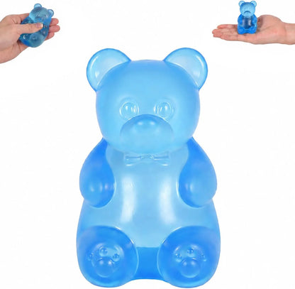 Bear Squishy Toy for Kids Ages 3+ & Adults, Slow Rising Gummy Bear Squeeze Toy, Soft High-Density Foam Sensory Bear for Desk, Classroom, Home & Office(Blue) - US 1062