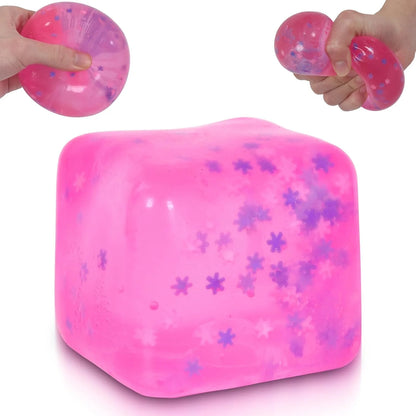 Snowflake Ice Cube Squishy Toy, Big Size 7cm Stress Relief Fidget Toys for Adults, Sensory Squishy Toys for Anxiety Relief and Focus, Soft Slow Rise Squeeze Toy for Stress (Pink) - US 5214