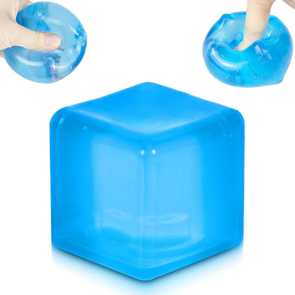 Ice Cube Squishy Stress Ball,1.98"*1.98" Medium Squishy Cube Fidget Toy, Ice Cube Pieces Silent Nice Square Shape Anxiety Sensory Squishy Fidget Toy Slow Rise, Classroom Prizes, Calming(Blue) - US 4729