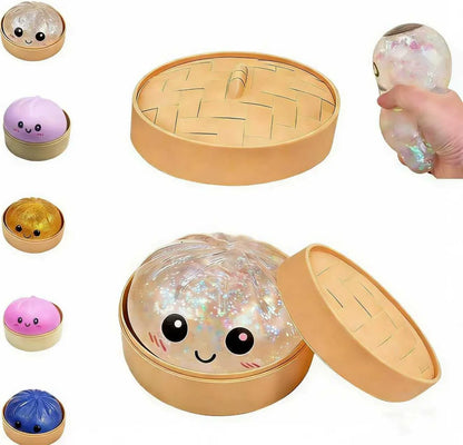 Dumpling Squishies,Glitter Dumpling, Glitter Squishy with Box,Easter Basket Stuffers (White) - US 3131