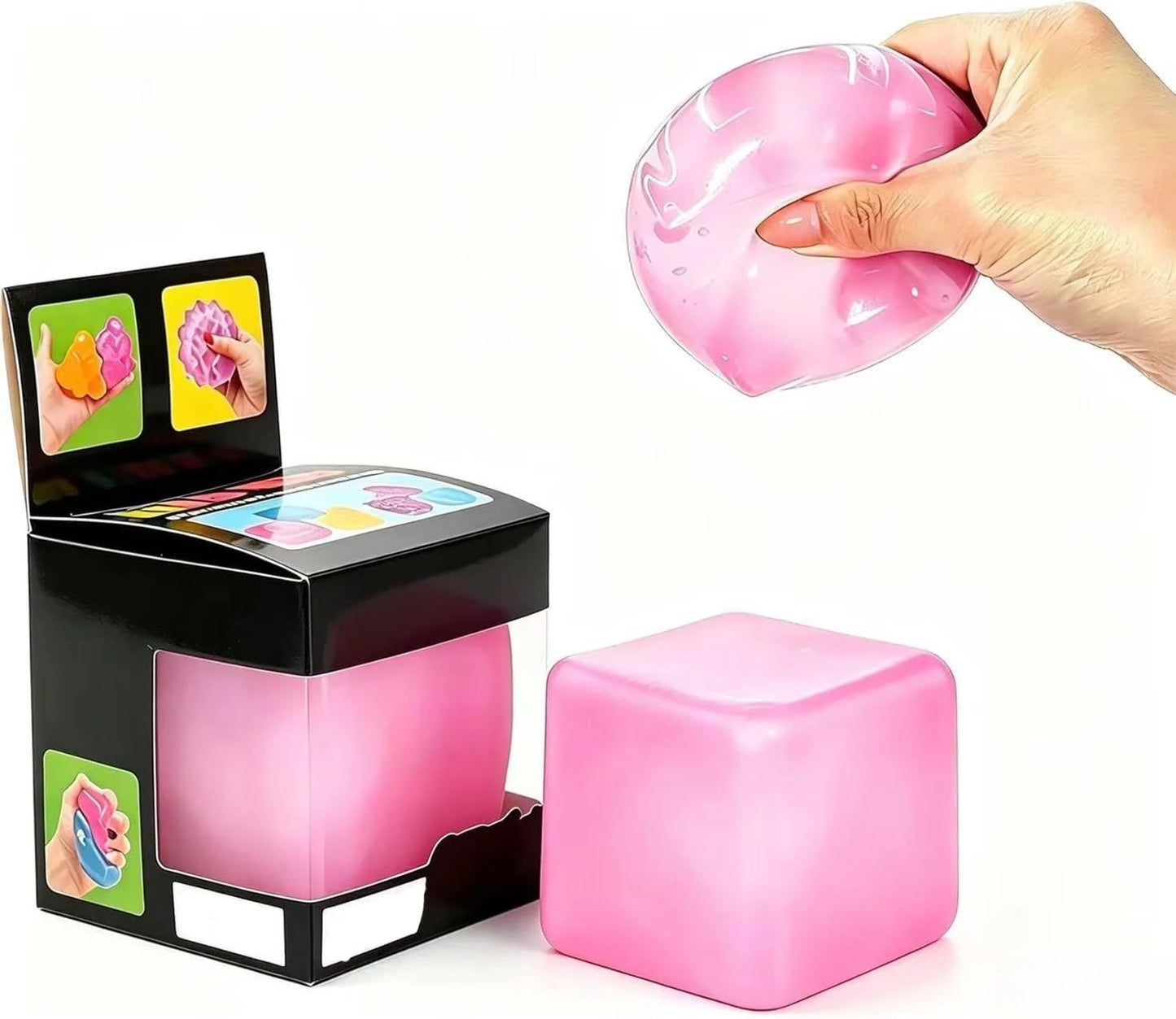Relief High Density Ice Squeeze Ball, Ice Cube SqueezeToy,Adults Sensory Fidget for Stress Relief,Focus (Pink) - US 5013