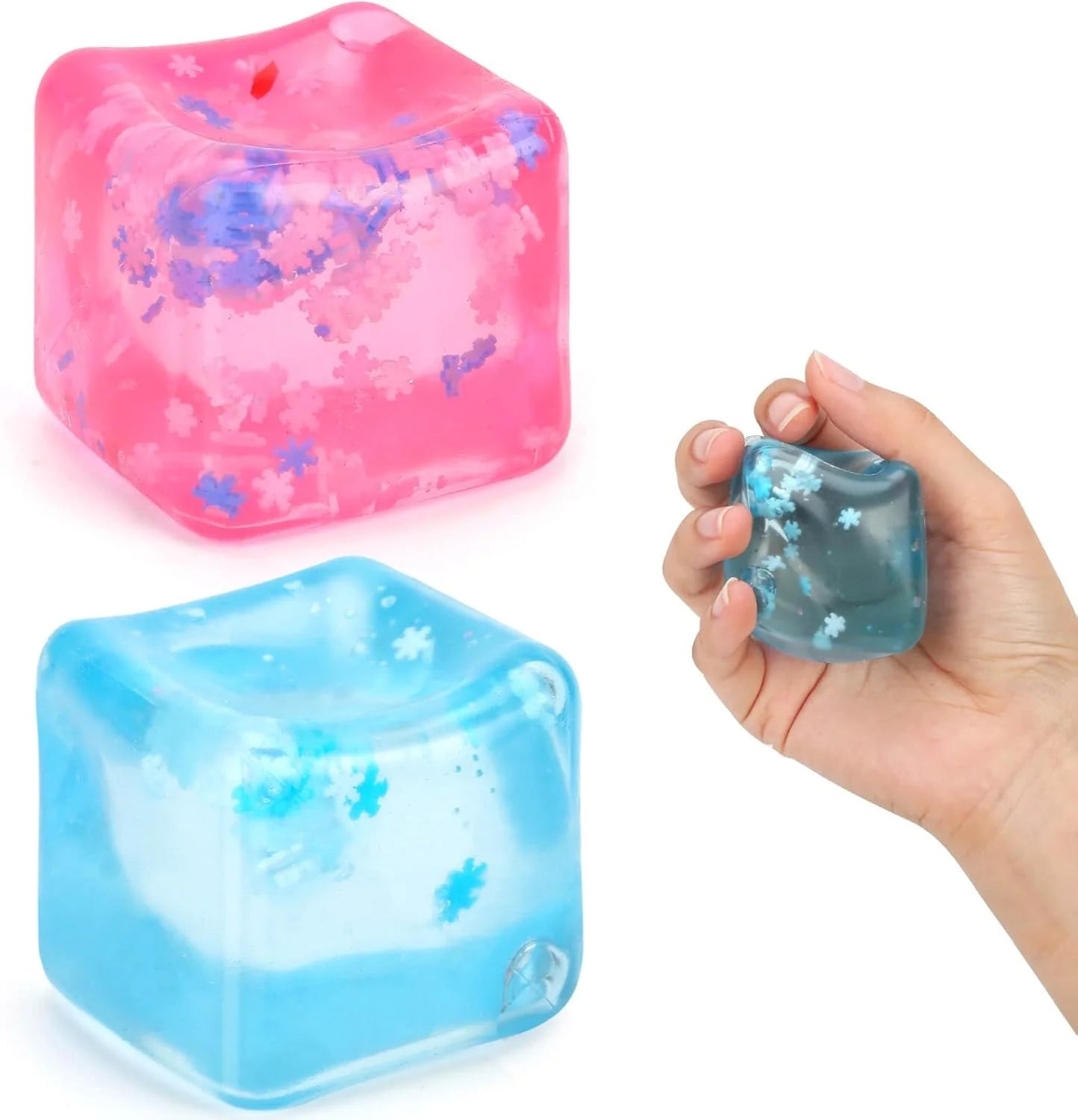 Gretex Fidget Toy for All Ages: 2 Pack Soft Sensory Fidget Ice Cube Stress Ball Squishy Cube Stress Relief Toys for Kids, Teens and Adults Party Favors, Birthday Gift for Kids Age 3+ - US 9522