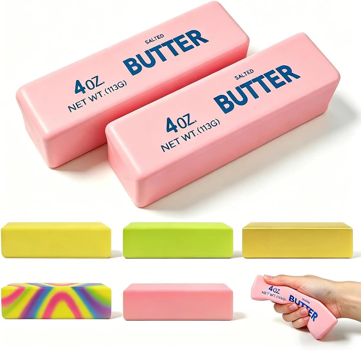 2 Pack Butter Squishy Toys Slow Rising Soft Squeeze Toy Stress Relief Fidget Toys for Kids Party Favors Birthday Gifts Adults Office Desk Toys (Pink) - US 9520