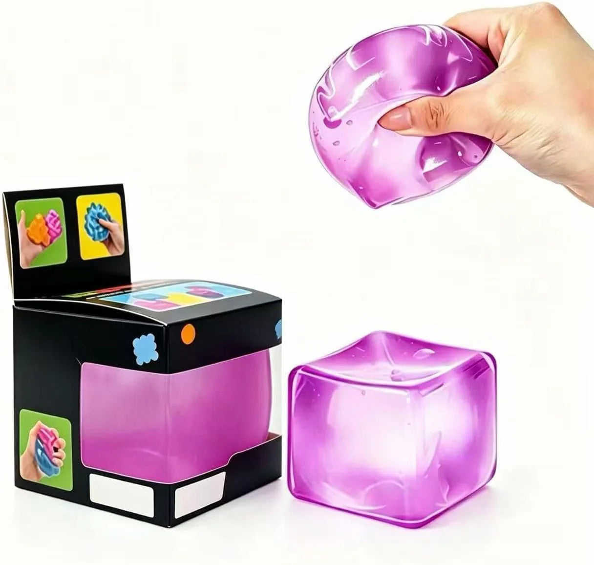 Relief High Density Ice Squeeze Ball, Ice Cube SqueezeToy,Adults Sensory Fidget for Stress Relief,Focus (Purple) - US 1393