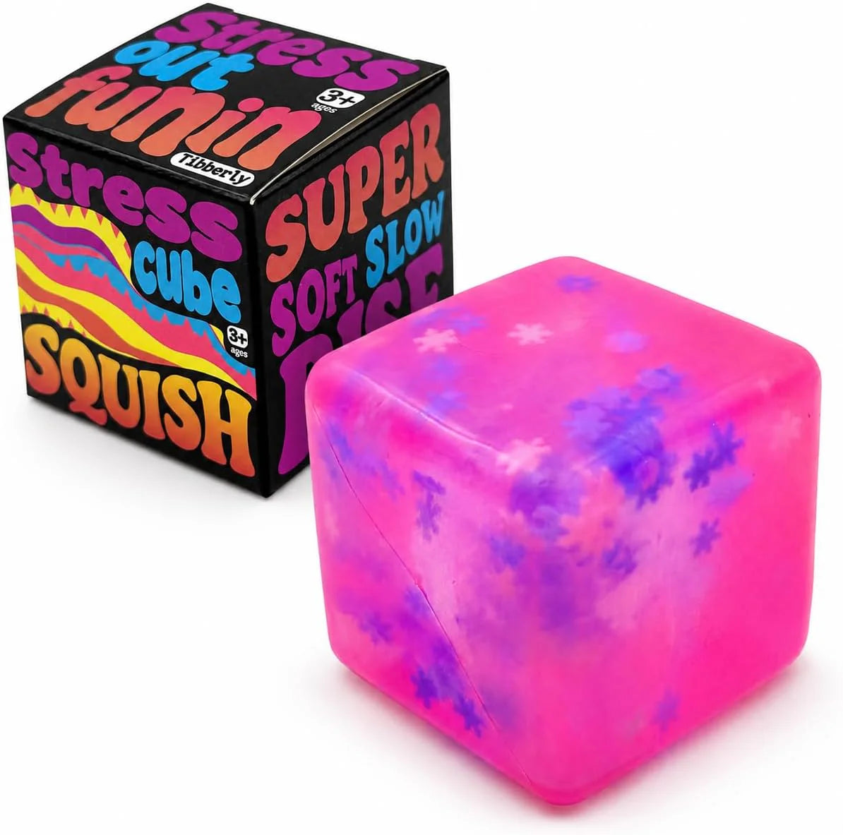 Stress Cube Squishy Toy, 1.97 Inch Slow Rising Fidget Stress Ball with Snowflake Inside, Silent Anxiety Relief Sensory Toy for Adults & Kids, Leakproof Gift-Ready Squeeze Cube - US 2602