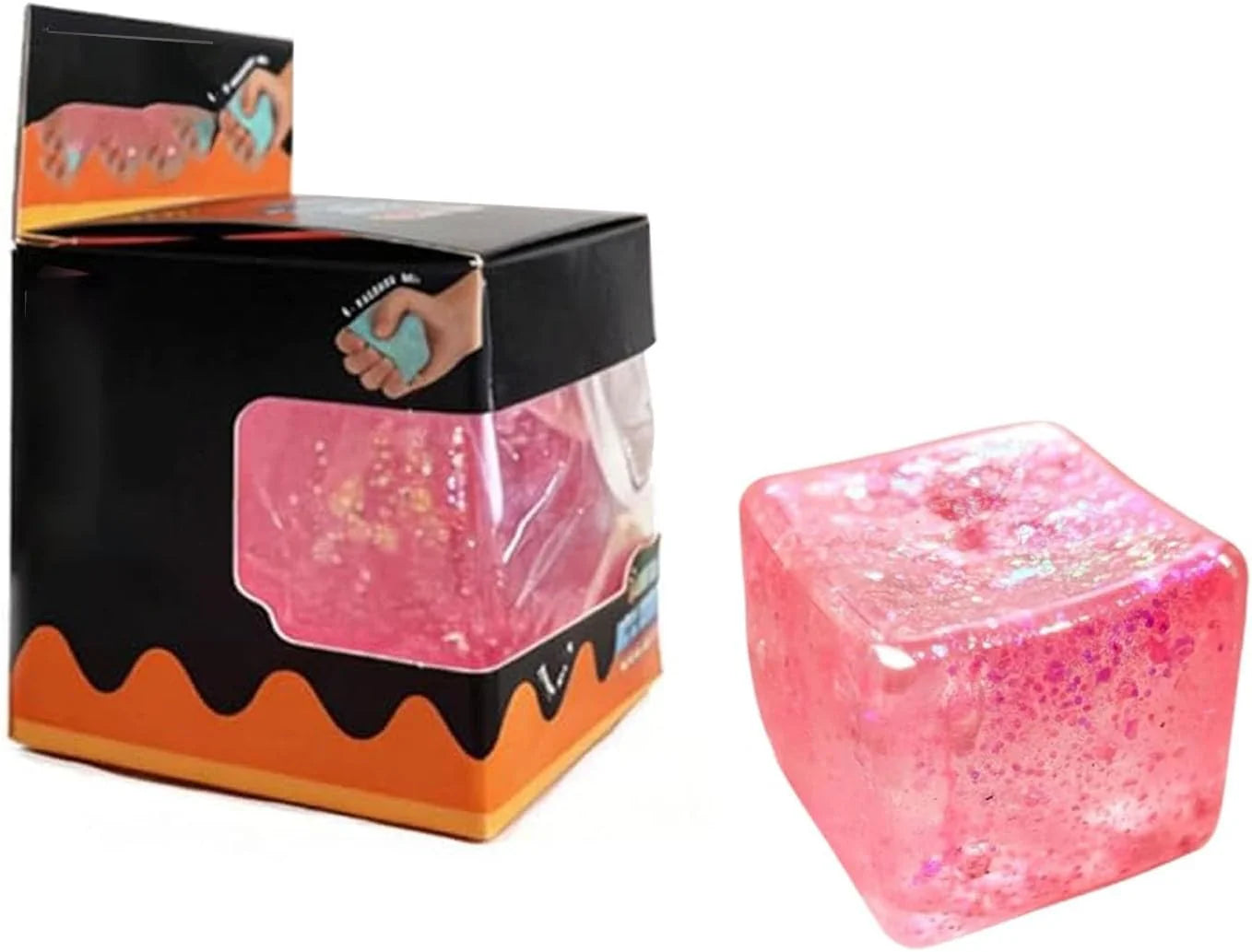 Premium Block Cube Squishy-Squishy Stress Cube,Slow Rise Fidget Cube Squishies Sensory Soft High Density Ice Squeeze Ball Fidget Toy Ice Cube Slow Rise (Pink) - US 9408