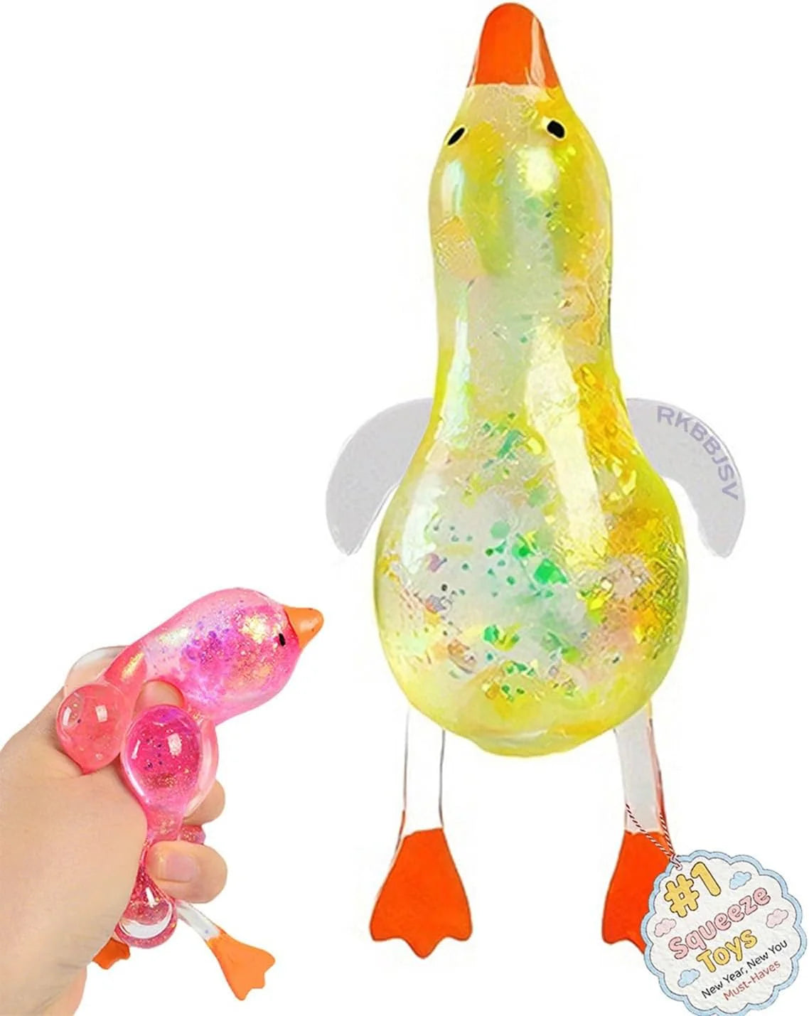 Cute Duck Sugar Squishy Stress Ball, Ultra Soft Slow Rise Sensory Fidget Toy, Stretchy Anxiety Relief Squeeze Ball for Adults, Moldable Decompression Dough Stress Balls, Easter Gift(Yellow) - US 1813