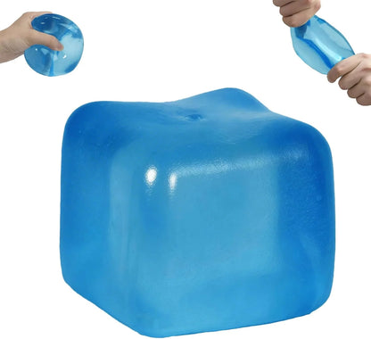 Extra Large Ice Cube Squishy Toy, 7cm (2.75in) Slow Rising Sensory Squeeze Toy for Adults & Kids Ages 3+, Soft TPR Fidget Toy, Durable & Tear-Resistant(Blue) - US 5118