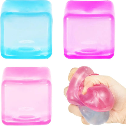 3Pack Ice Cube Stress Ball,Small Cube Fidget Toys,Squishy Cube for Anxiety Relief Stress Reliever,Stress Relief Toys for Adults Kids Children Teens - US 5592