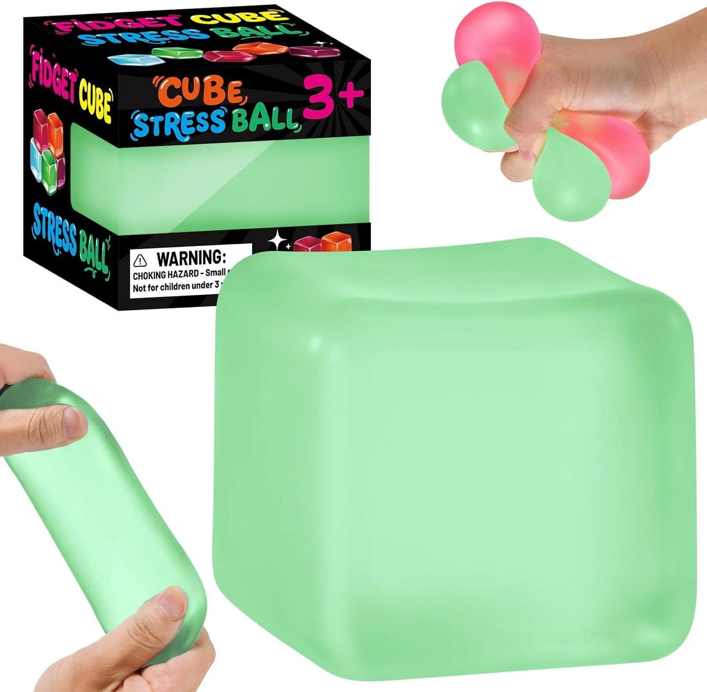 Stress Cube Squishy Fidget Toys, Slow Rising Ice Cube Sensory Stress Balls for Kids Adults Anxiety Relief Squeeze Toy for Classroom Prizes Party Favors (Light Green) - US 5362
