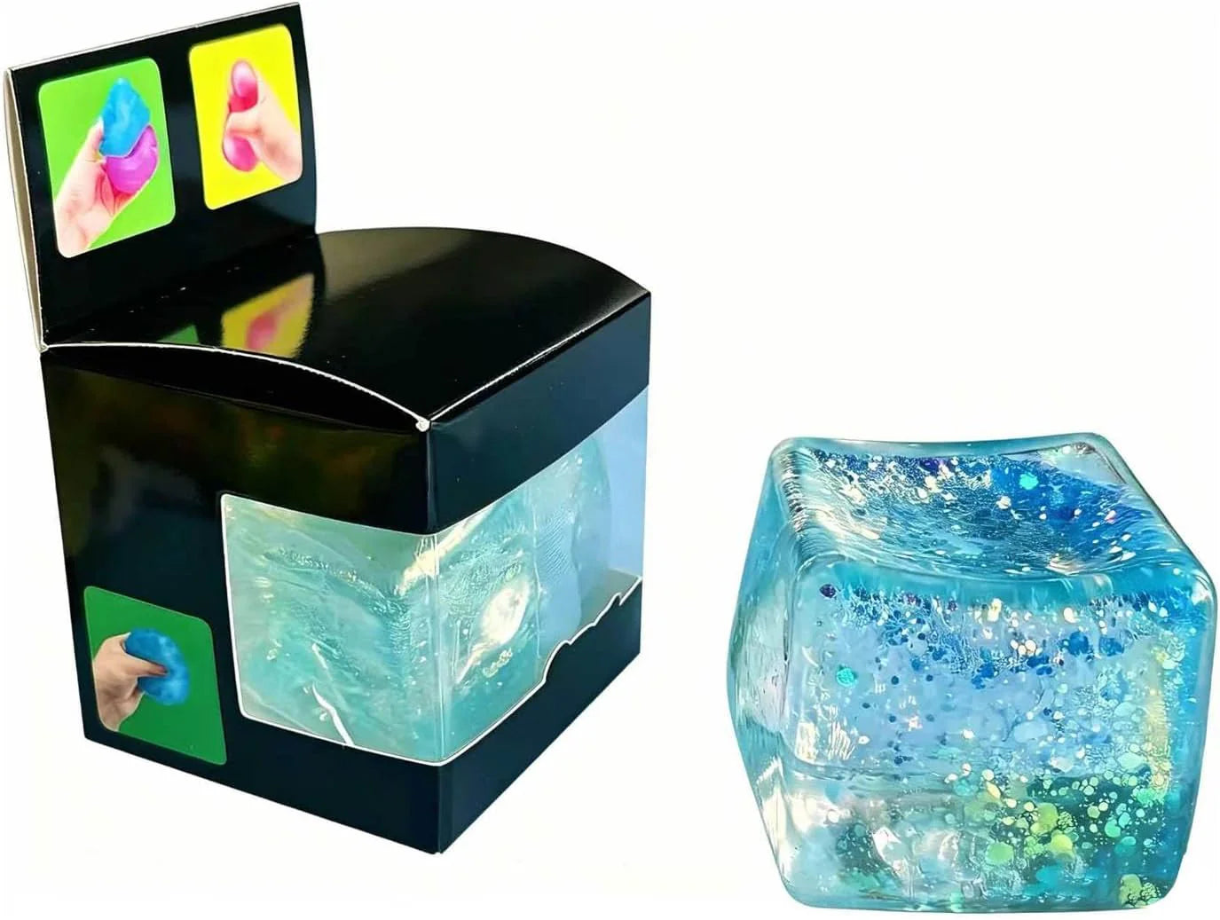 Premium Block Cube Squishy-Squishy Stress Cube,Slow Rise Fidget Cube Squishies Sensory Soft High Density Ice Squeeze Ball Fidget Toy Ice Cube Slow Rise (Blue) - US 8845