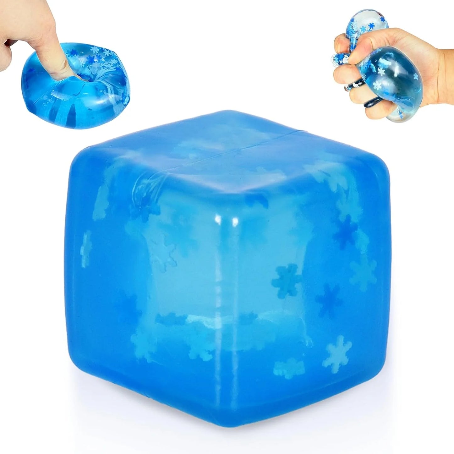 Maltose Squishy Stress Relief Toy, Snowflake Squeeze Ice Cube Fidget, Slow Rising Sensory Stress Ball for Relaxing, Durable TPR Calm Down Toy for Boys Girls Age 3+ (1Pcs, Blue, 1.97inch) - US 5254