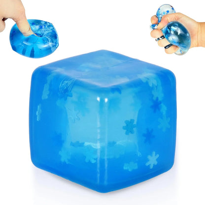 Maltose Squishy Stress Relief Toy, Snowflake Squeeze Ice Cube Fidget, Slow Rising Sensory Stress Ball for Relaxing, Durable TPR Calm Down Toy for Boys Girls Age 3+ (1Pcs, Blue, 1.97inch) - US 5254