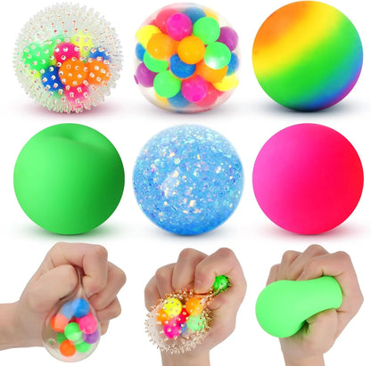 6 Set Squishy Sensory Stress Squeezing Balls forAdults: Best Calming Tool to Relieve Anxiety, Vent Mood and Improve Focus, Easter Basket Stuffers for Kids, Goodie Bag Stuffers - US 5924