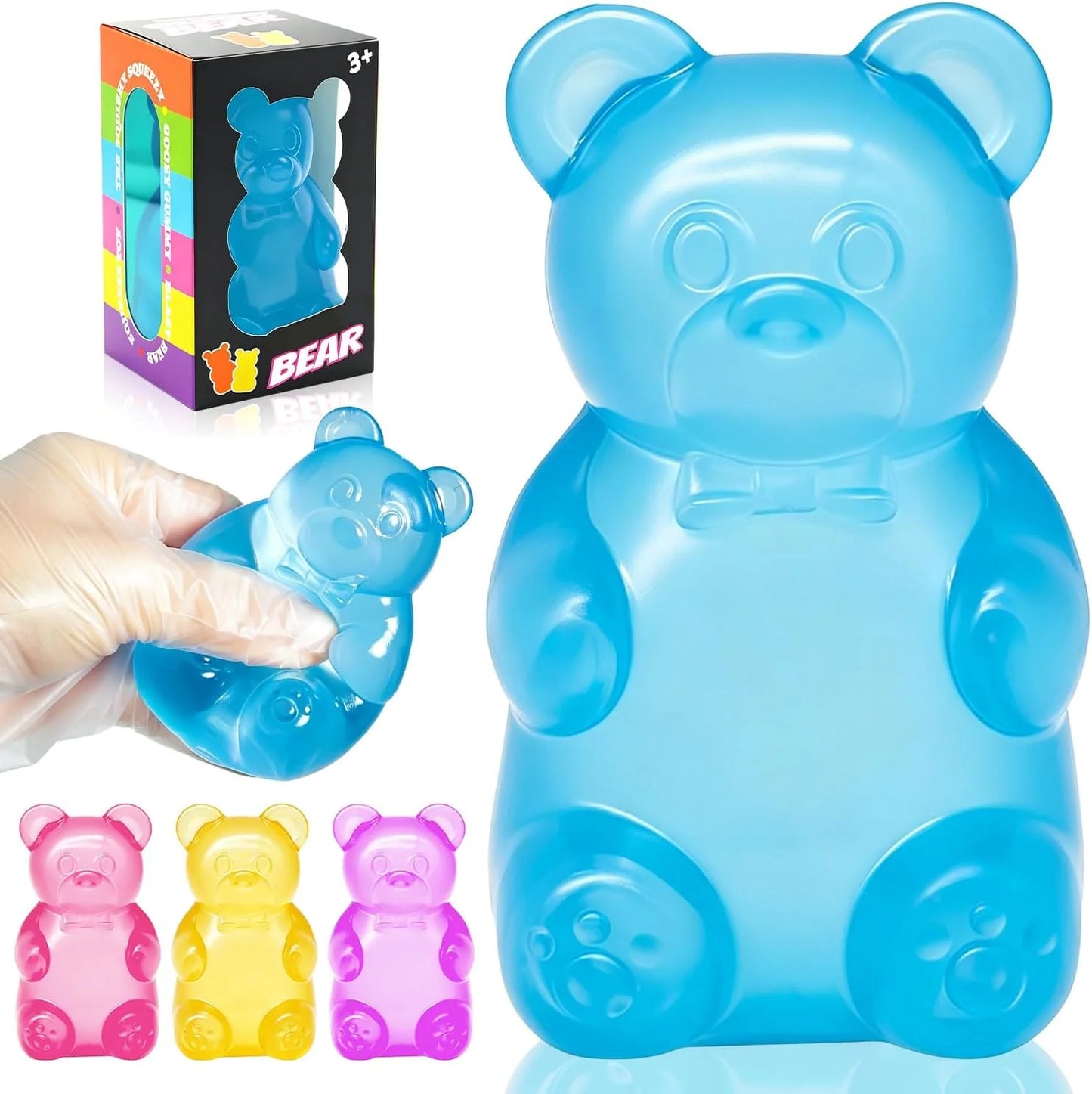 Bear Squishy Toy, Slow Rising Stress Relief Sugar Squeeze Toys for Kids & Adults, High Density Sensory Stress Balls, Stocking Stuffers, Birthday Party Favors, Anxiety Relief Toys for Boys Girls (Blue) - US 6349