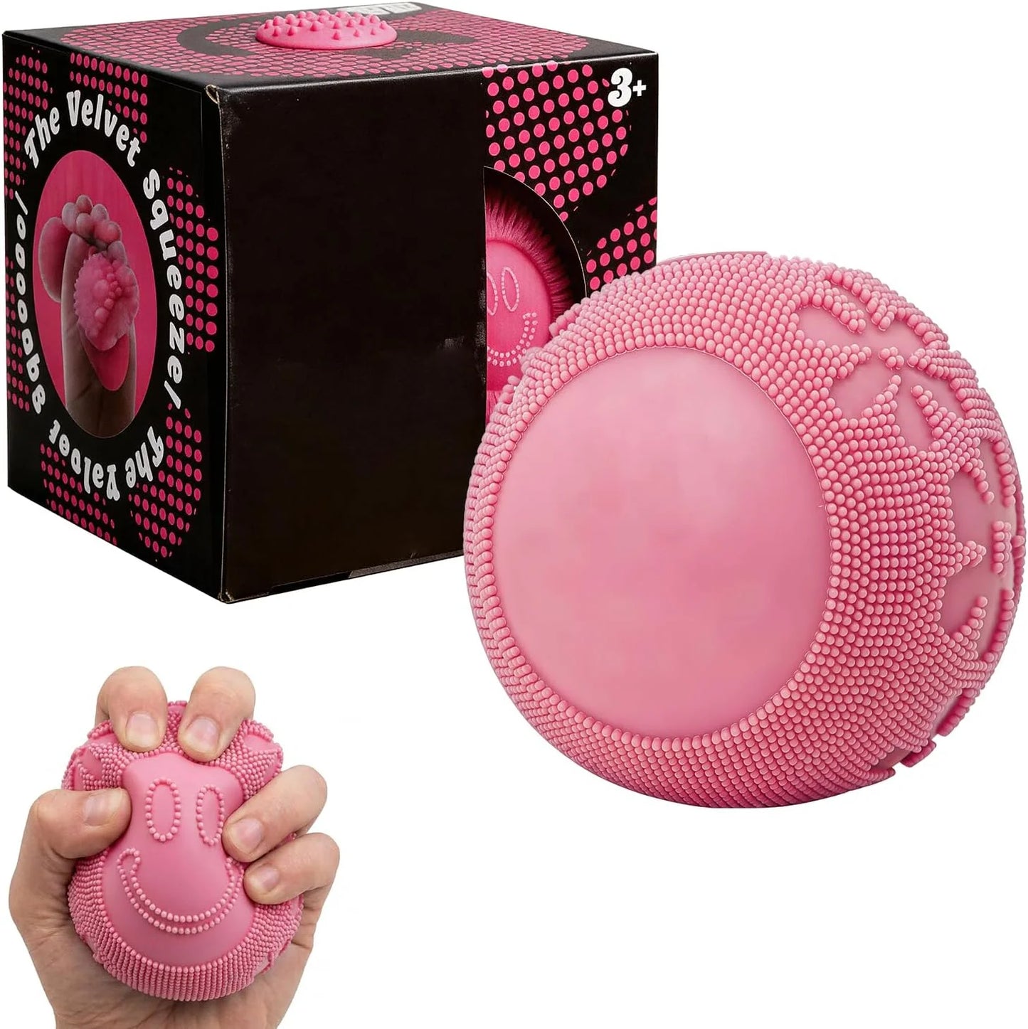 Fuzz Ball Squishy Stress Ball Toy，Fuzzball Squishy，Soft Fidget Toy for Anxiety Relief, Sensory Squishy Ball Calming Tactile Grip for Soft Stress Relief Ball for Kids and Adults (Pink) - US 8701