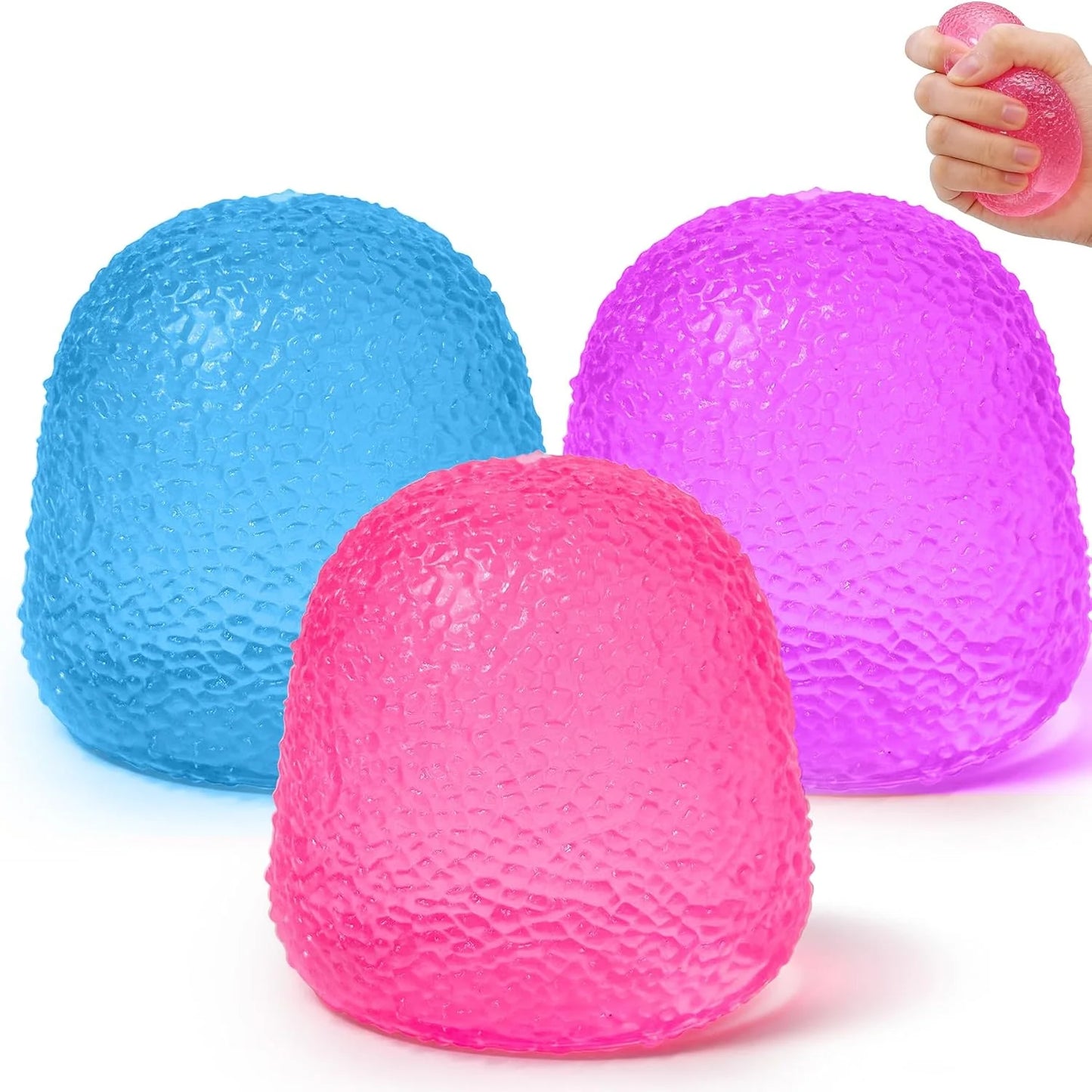 Gumdrop Squishy 3 Pack, Stress Balls Fidget Toys for Kids and Adults, Durable Squishy Gumdrops Candy-Shaped Balls for Classroom Prizes, Party Favors, Easter Basket Stuffers, and Easter Gifts - US 9691