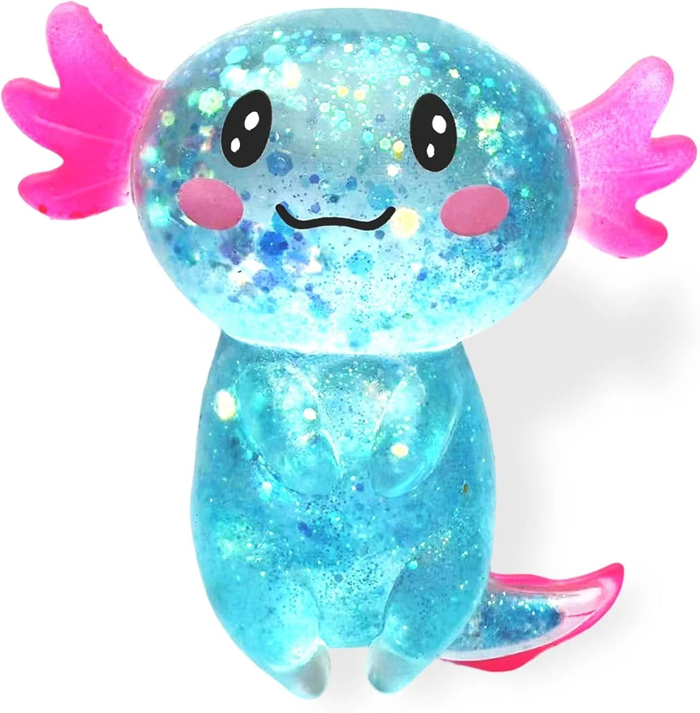 Axolotl Squishy Stress Relief Toy Glitter Fidget Toys Cute Malt Sugar Axolotl Toy Fidget Toys for Kids Youth Adult, Party Favors Anxiety Relief Squishy Toys(Blue) - US 8899