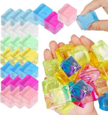 Ice Cube Sensory Toys 24 Pcs Squishy Fidget Stress Cube for Adults Kids Anxiety Stress Relief Hand Therapy Sensory Squishy Ball Classroom Prize Box Toys - US 1040