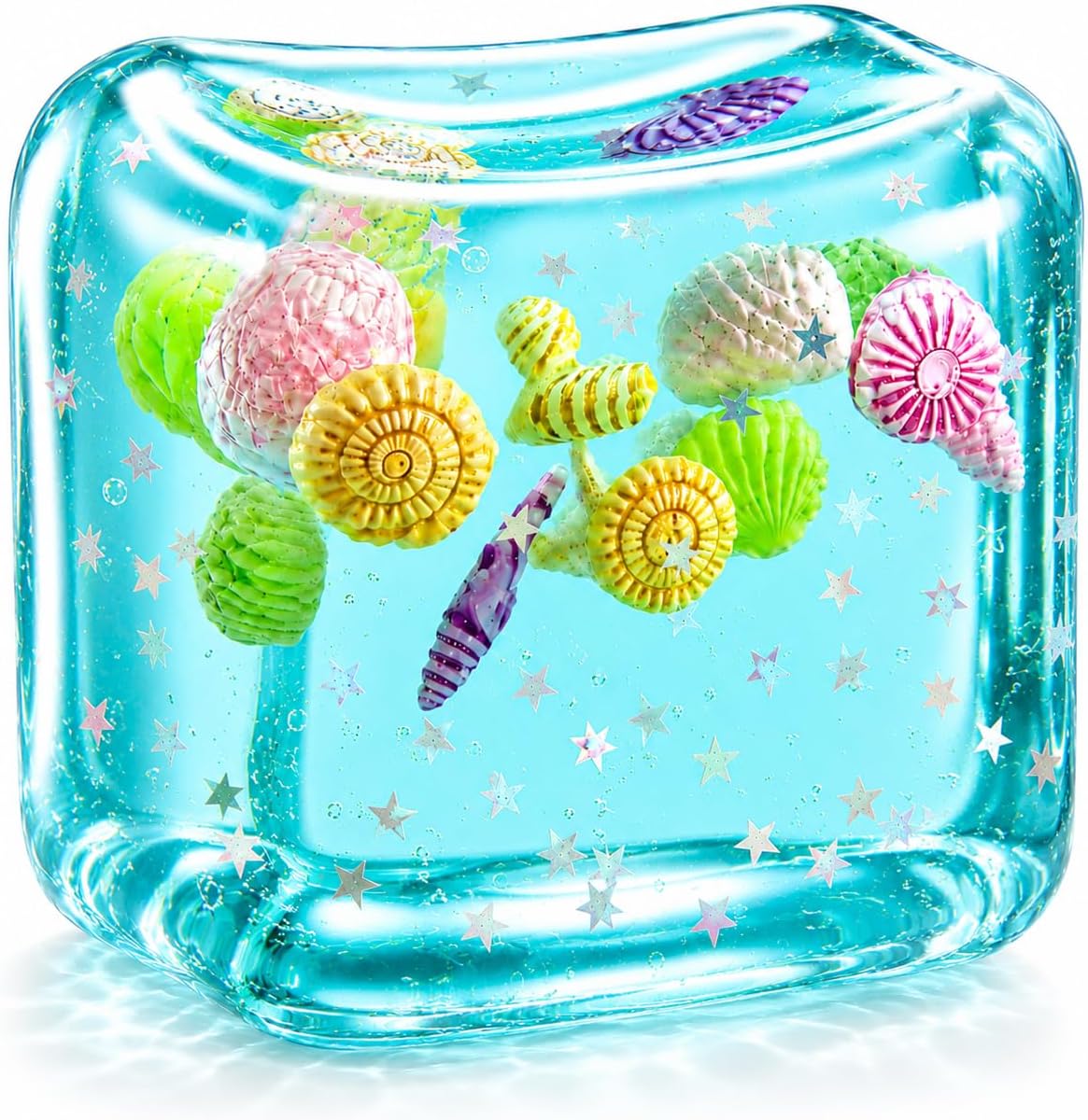 Large Squishy Ice Cube Stress Ball - Slow Rising Maltose Texture Jelly Fidget Toys with Star Glitter - Sensory Squeeze Toy for Anxiety Relief - Desk Gifts for Kids & Adults - US 5434
