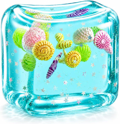 Large Squishy Ice Cube Stress Ball - Slow Rising Maltose Texture Jelly Fidget Toys with Star Glitter - Sensory Squeeze Toy for Anxiety Relief - Desk Gifts for Kids & Adults - US 5434