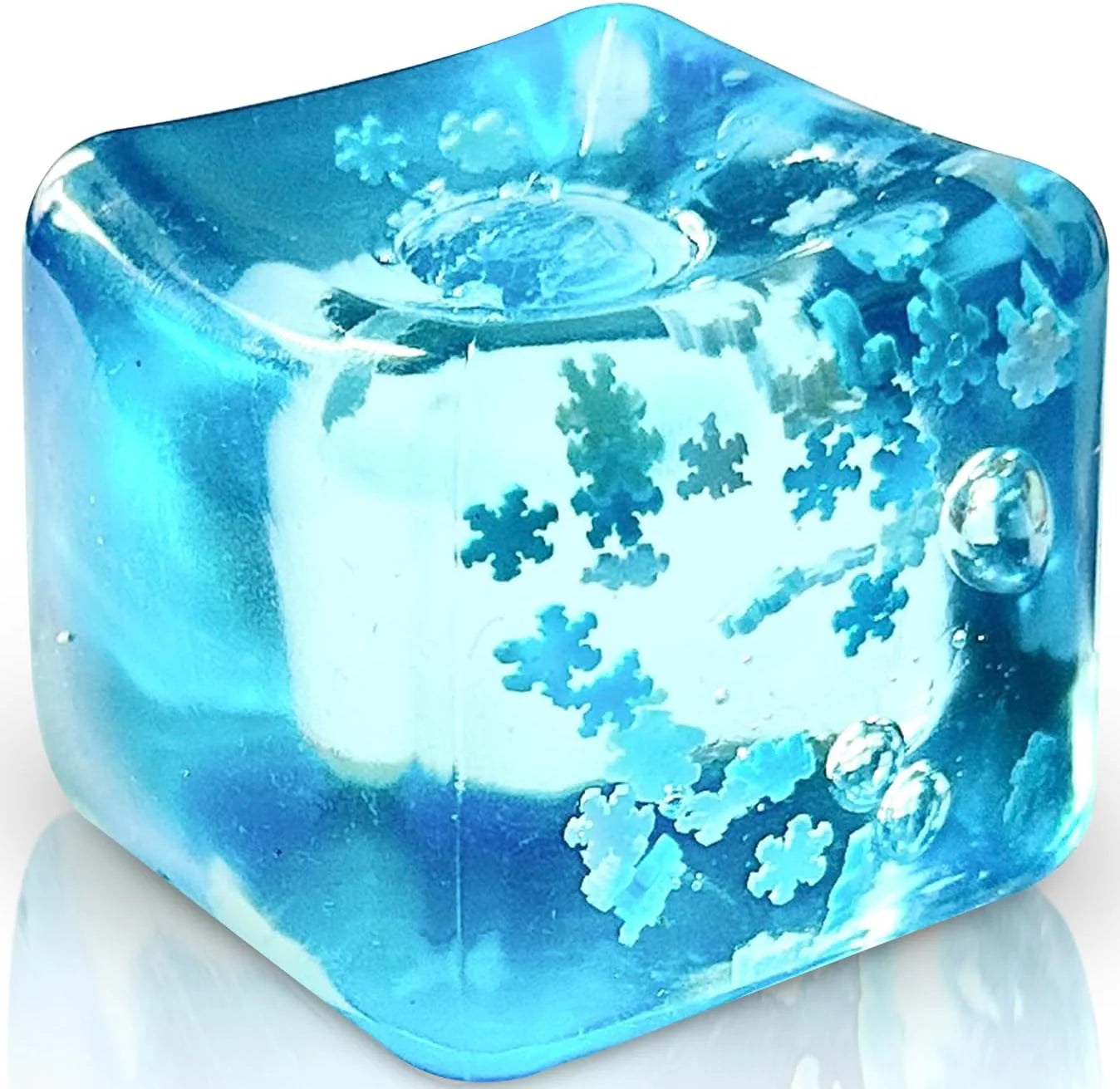 Stress Balls Ice Cube with Snowflakes Inside for Your Best Mellow and Chill, Snow Pieces Silent Nice Square Shape Anxiety Sensory Squishy Fidget Toy Slow Rise, Classroom Prizes, Calming Kids Adults - US 7109