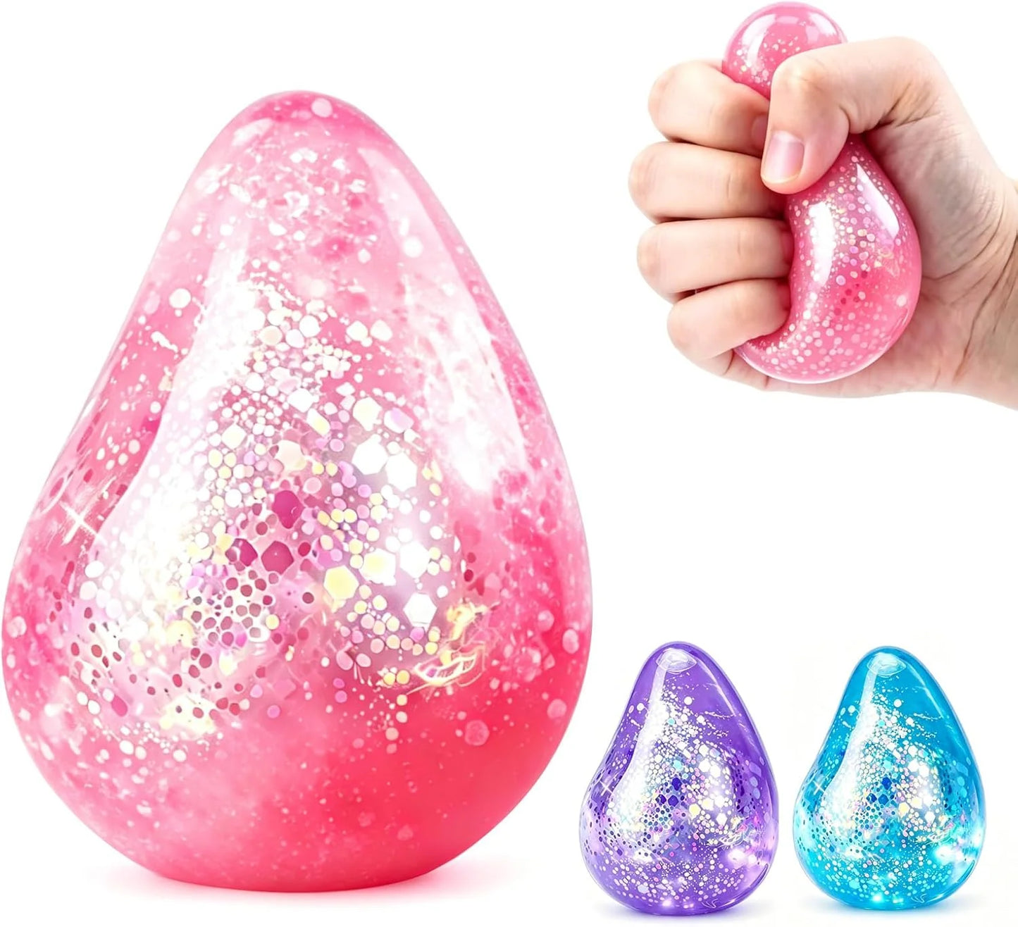 Dream Squishy Drop Fidget Toys Adults, Water Drop Squeeze Toy for Stress Relief, Slow Rising Squishies Sensory Toys with Autism, Malt Sugar Balls Gel Filled Party Favors - Pink - US 5731