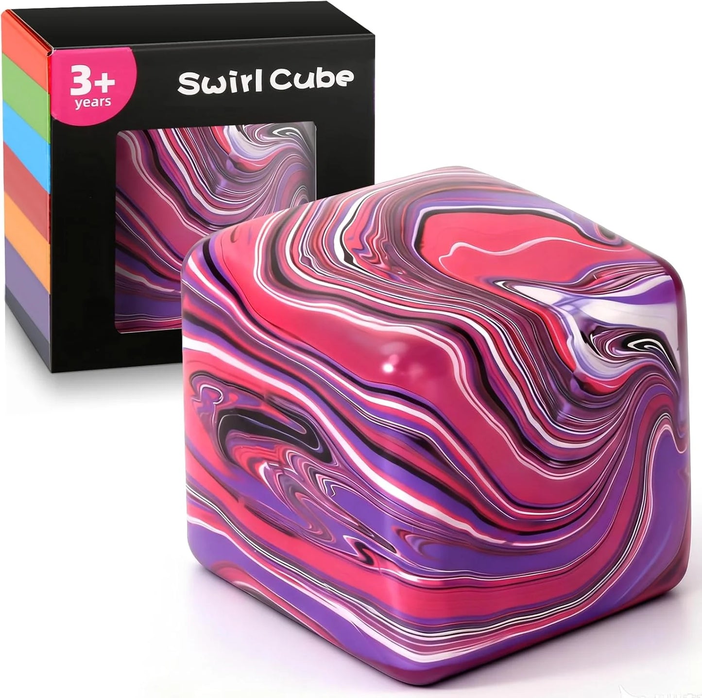 Fidget Toys Squishy Stress Cube, Swirl Stress Balls for Kids Adults Squishies Stress Relief, Ice Squishy Cube Sugar Balls, Sensory Toys for Kids with Autism, Fidgets for Classroom Prize Toys - US 8271