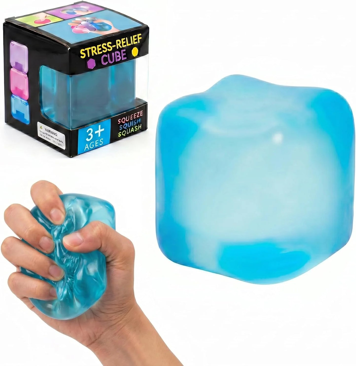 Nice Stress Cube, Squishy Fidget Toy Cubes, Slow Rising Squeeze Cube Balls, Non-Sticky Desk Toy for Relaxation & Focus for Adults, Blue - US 7114