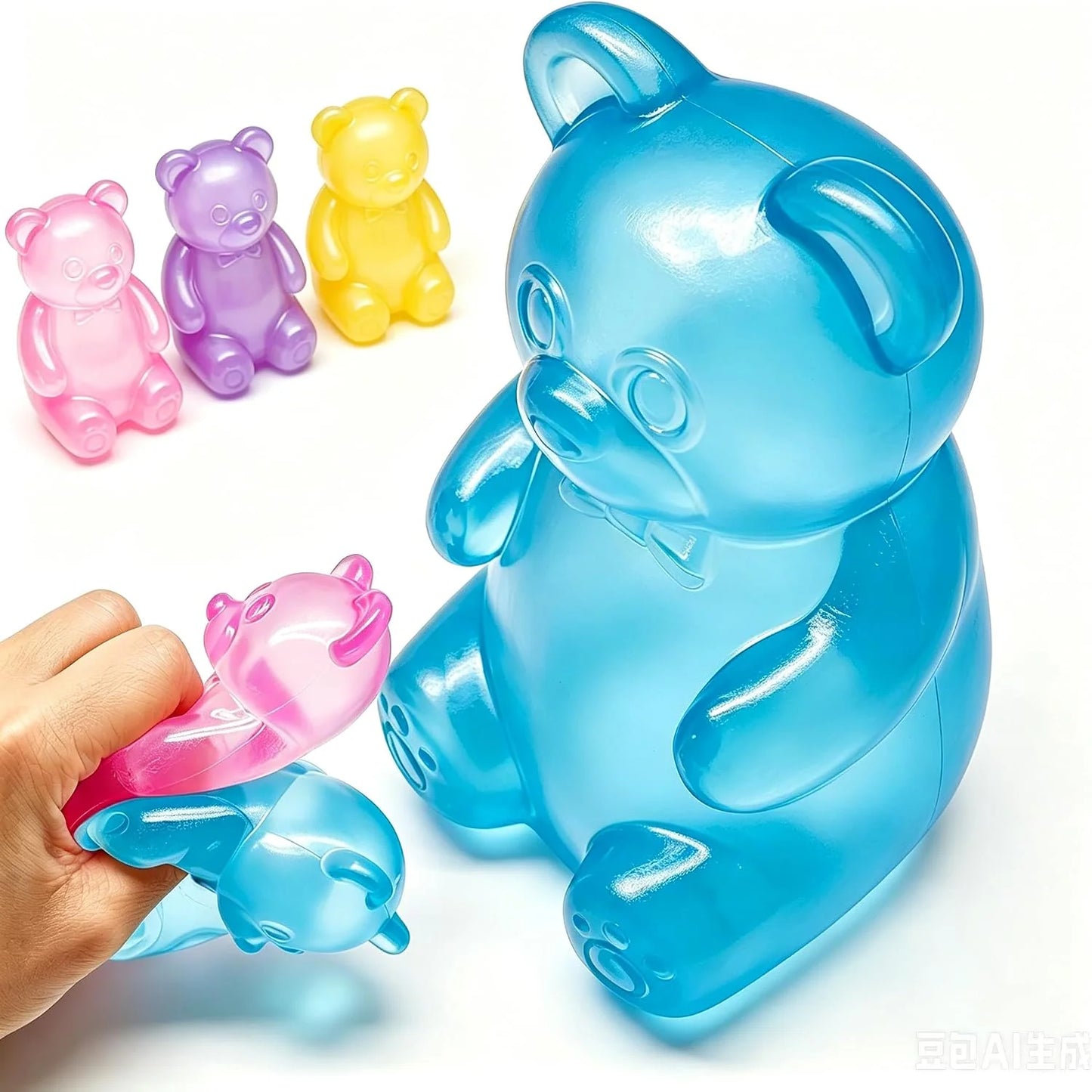 Fidget Toys Squishy Gummy Bear, Stress Cube Squishies Anxiety Stress Relief, Ice Squishy Stress Cube-Drop Malt Sugar Balls, Sensory Ball for Kids with Autism - US 4083