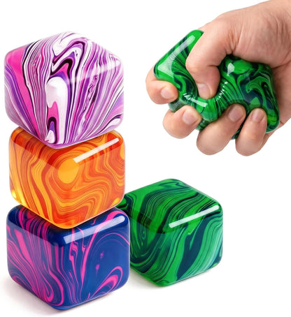 LAHAND 4 Pack Slow Rising Stress Cube,Ice Cube Squishy for Anxiety Stress Relief, Soft Squishy Toys for Party Favors Gifts Classroom Prizes - US 1525