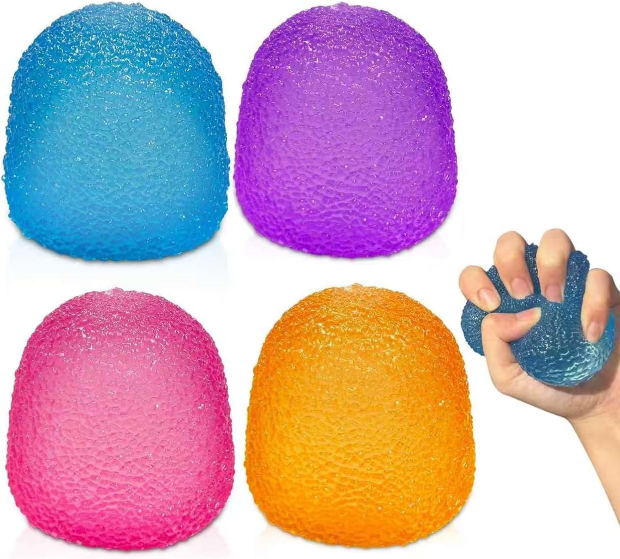 4PCS Gumdrop Squishy,Stress Balls Fidget Toys for Kids and Adults, Super Solid Sugar Balls for Classroom Prize Favors Sensory Toys for Kids with Autism - US 8942