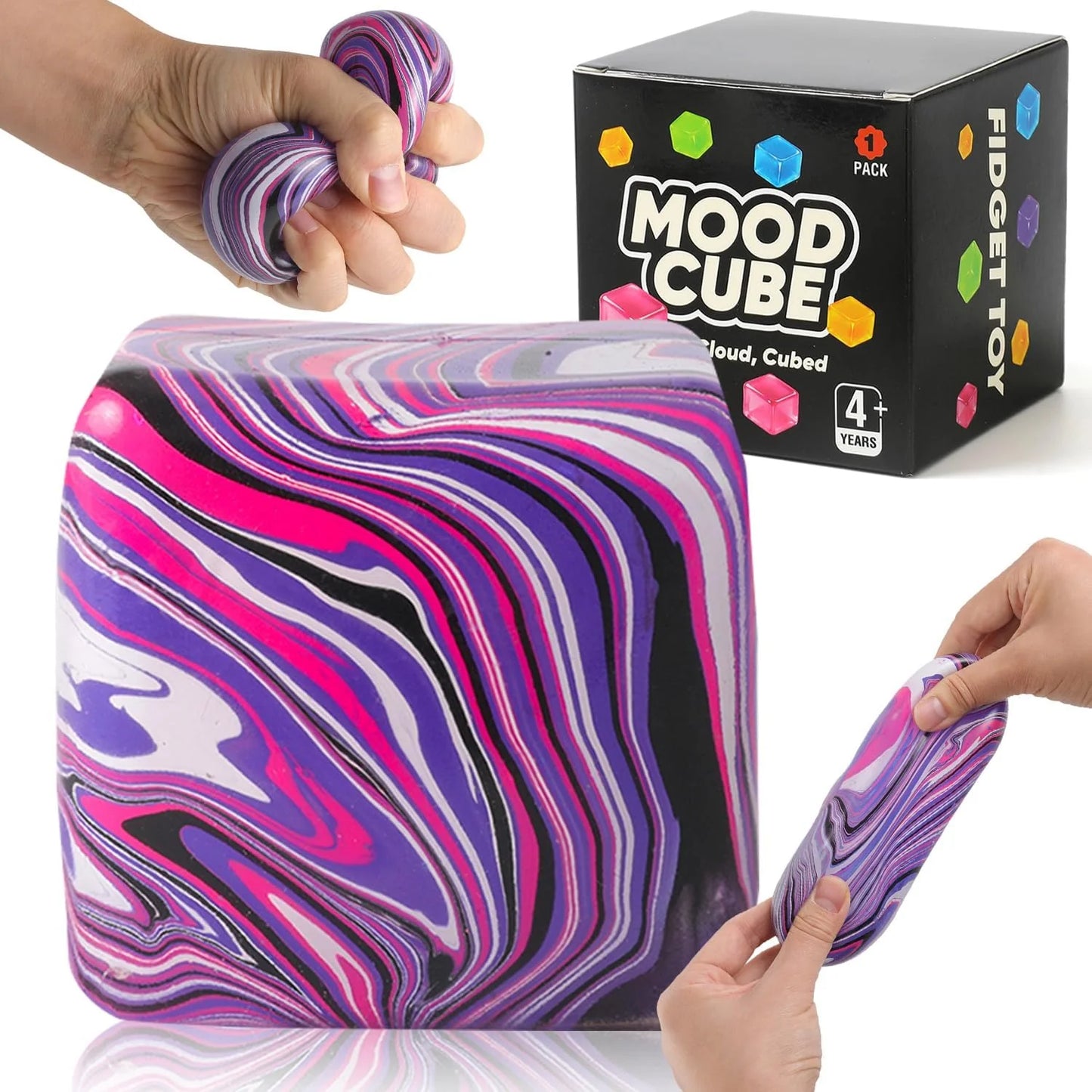 Stress Balls, Squishy Stress Cube for Kids Adults, Squishy Slow Rising Fidget Cube Sensory Toys for Anxiety Stress Relief, High Density Ice Squeeze Ball Cubes for Adults Kids. (Purple) - US 1871