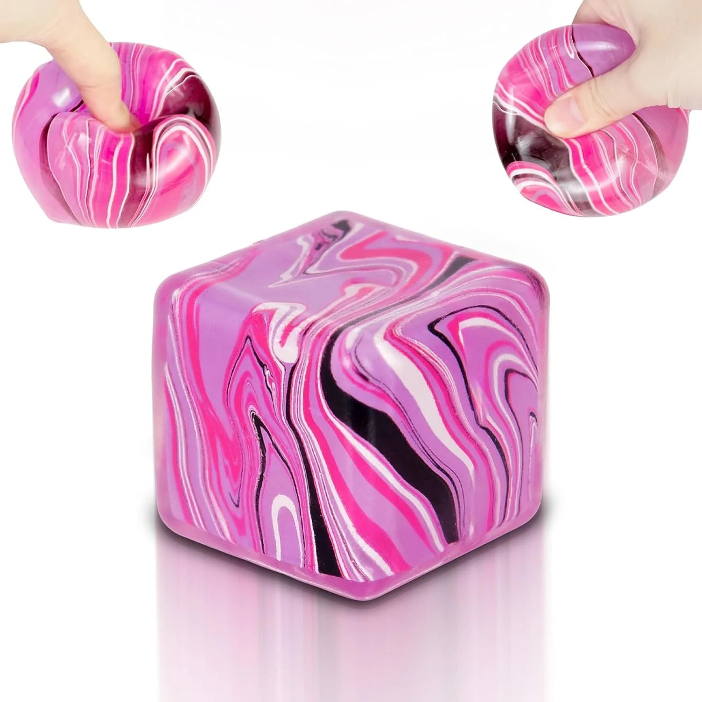 Ice Cube Squishy Fidget Toy Purple Stress Ball Squeeze Toys Stress 5cm(1.97") Veined Ice Cube Squishy Fidget Sensory Toys Kids Youth Adult Puffwize (Pink) - US 3902